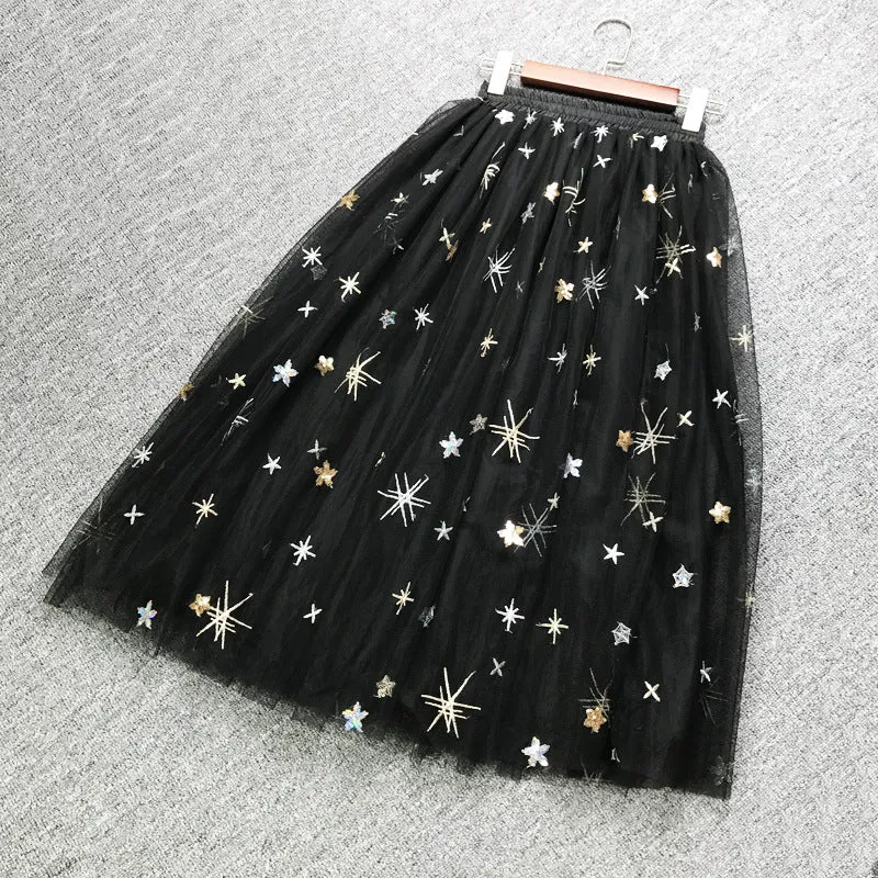 "STAR & MESH" SKIRT  W041002