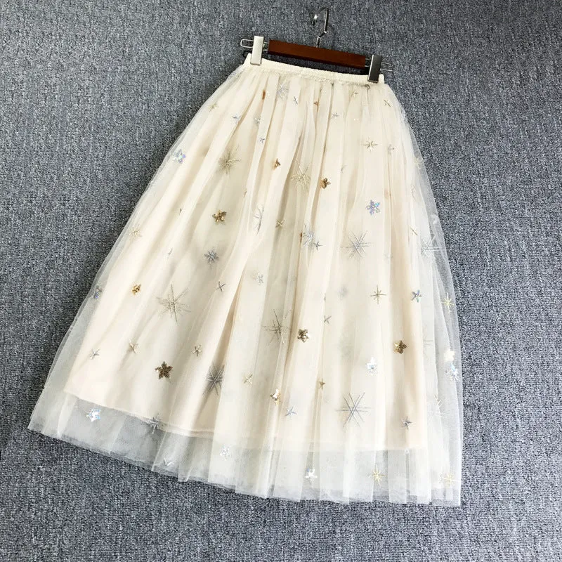 "STAR & MESH" SKIRT  W041002