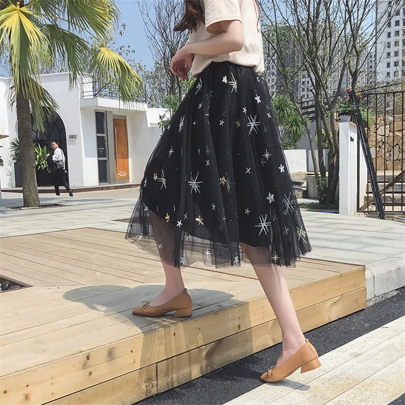 "STAR & MESH" SKIRT  W041002