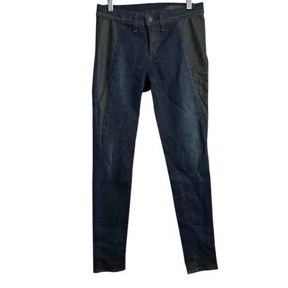Rag &amp; Bone The Skinny Lamb Leather Panel Jeans Moto