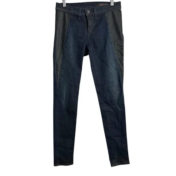 Rag &amp; Bone The Skinny Lamb Leather Panel Jeans Moto