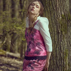 Raspberry Rose Eco Print Vintage Silk Camisole