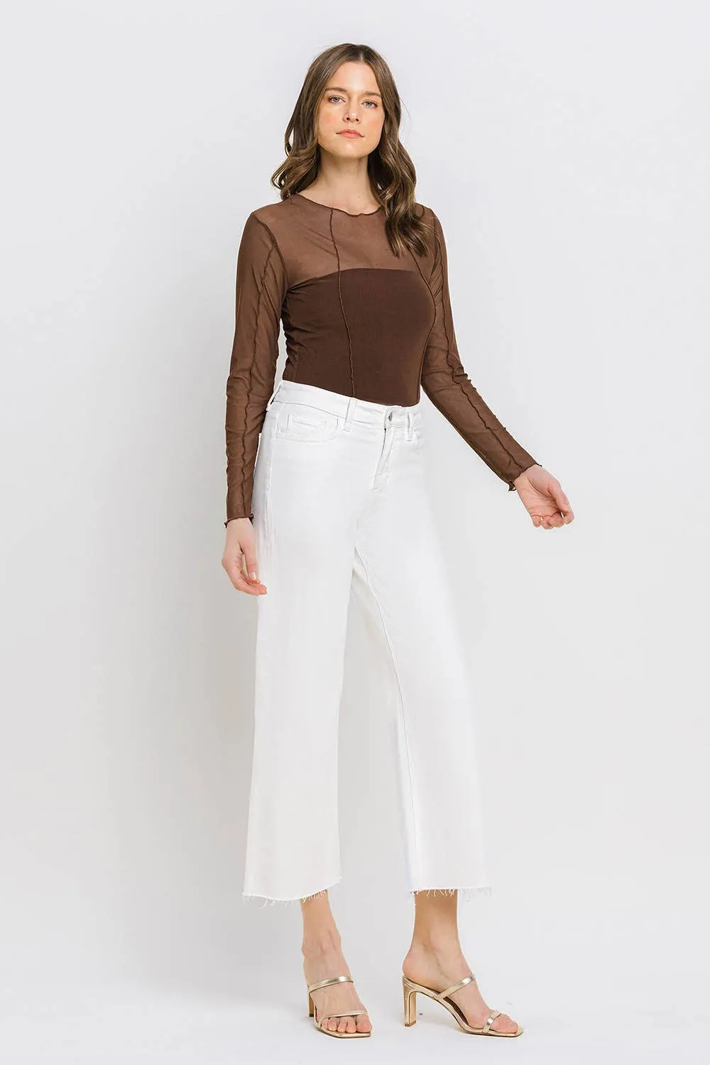 Raw-Hem Crop Wide-Leg Jeans