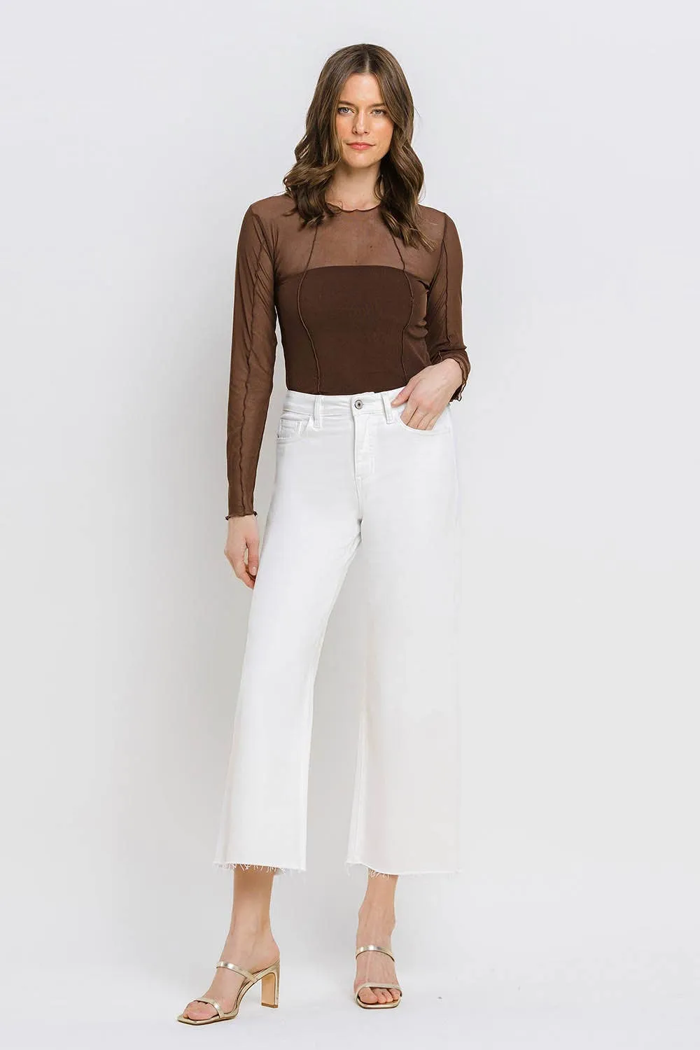 Raw-Hem Crop Wide-Leg Jeans