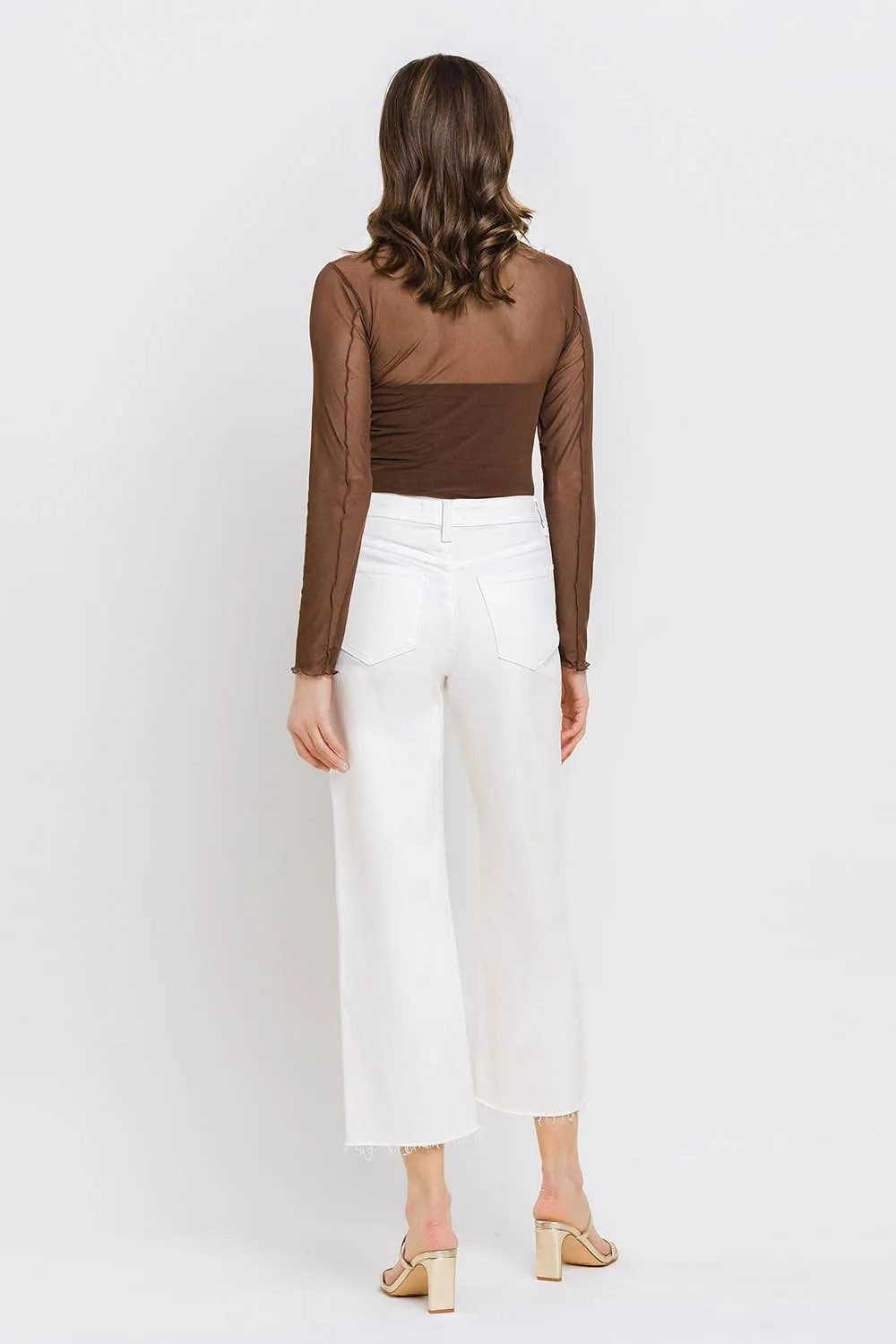 Raw-Hem Crop Wide-Leg Jeans