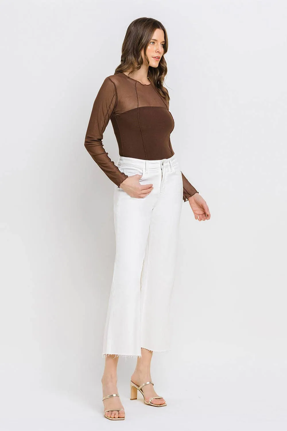 Raw-Hem Crop Wide-Leg Jeans