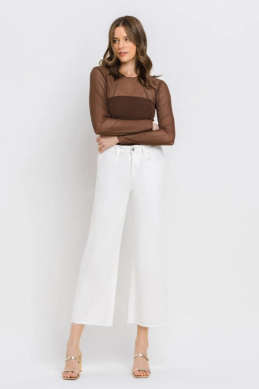 Raw-Hem Crop Wide-Leg Jeans