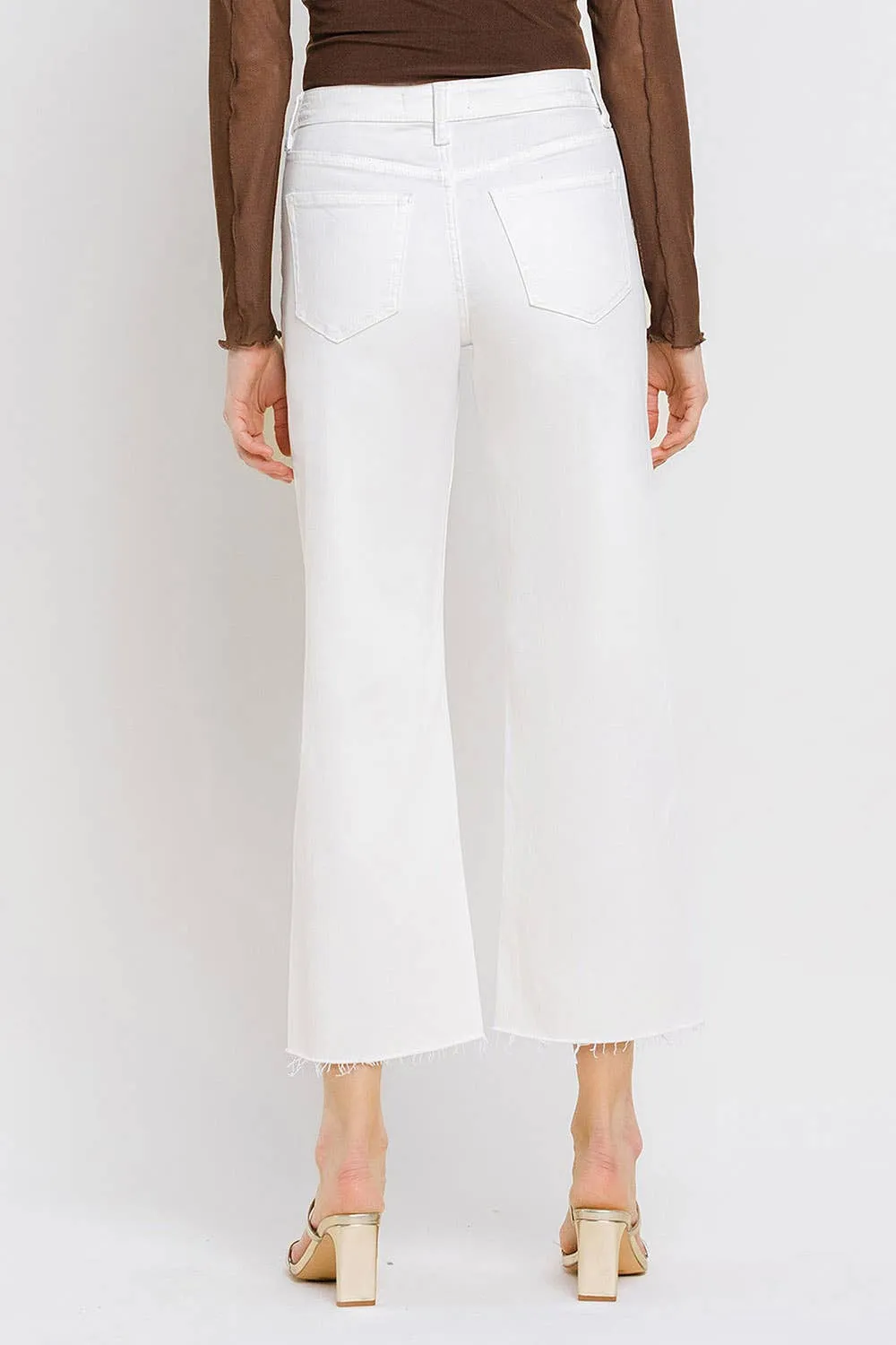 Raw-Hem Crop Wide-Leg Jeans