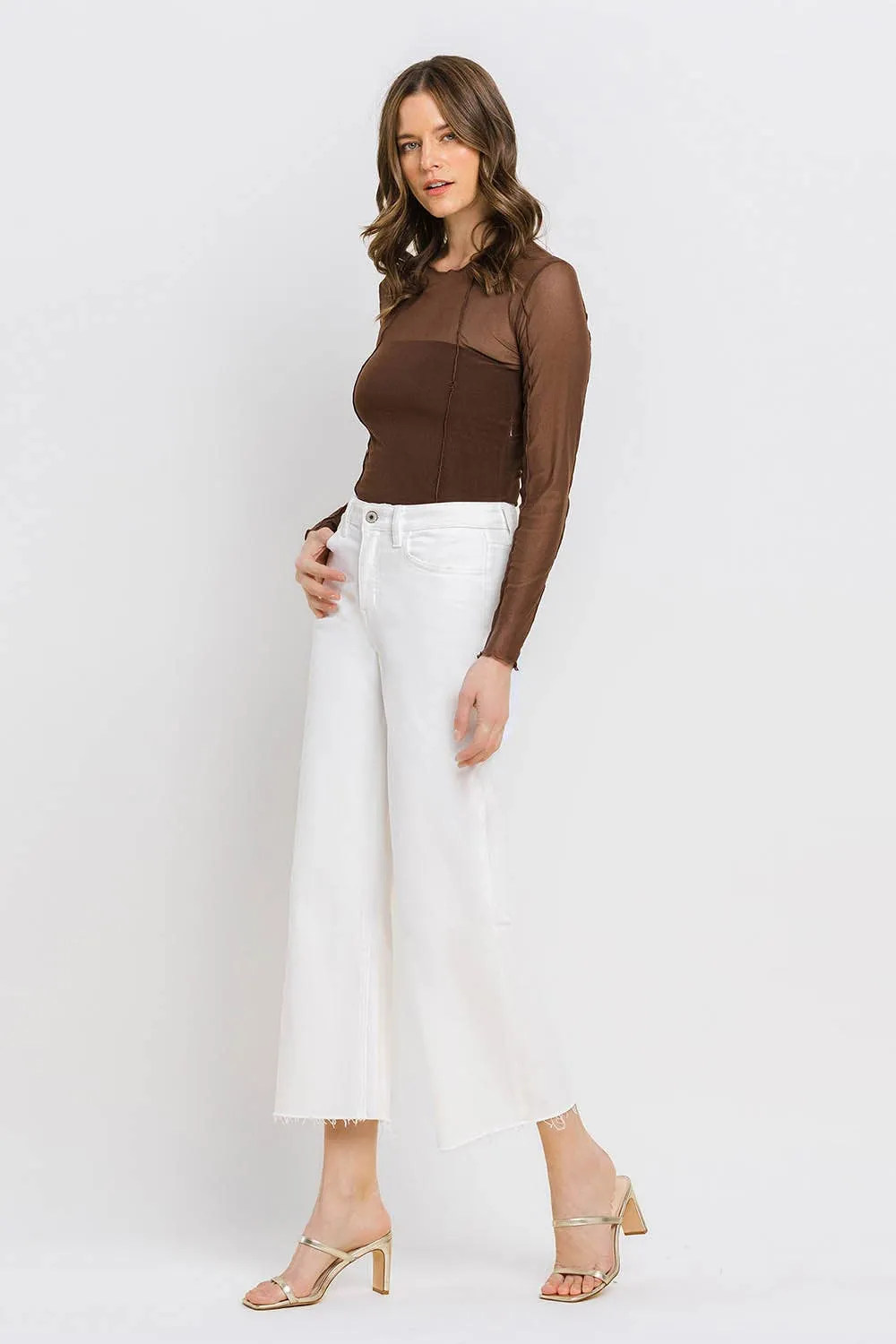 Raw-Hem Crop Wide-Leg Jeans