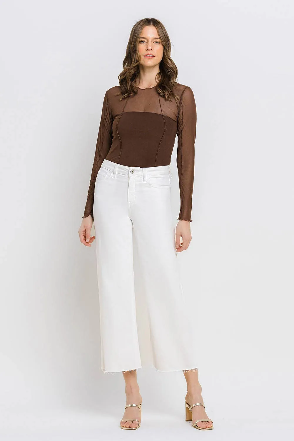 Raw-Hem Crop Wide-Leg Jeans