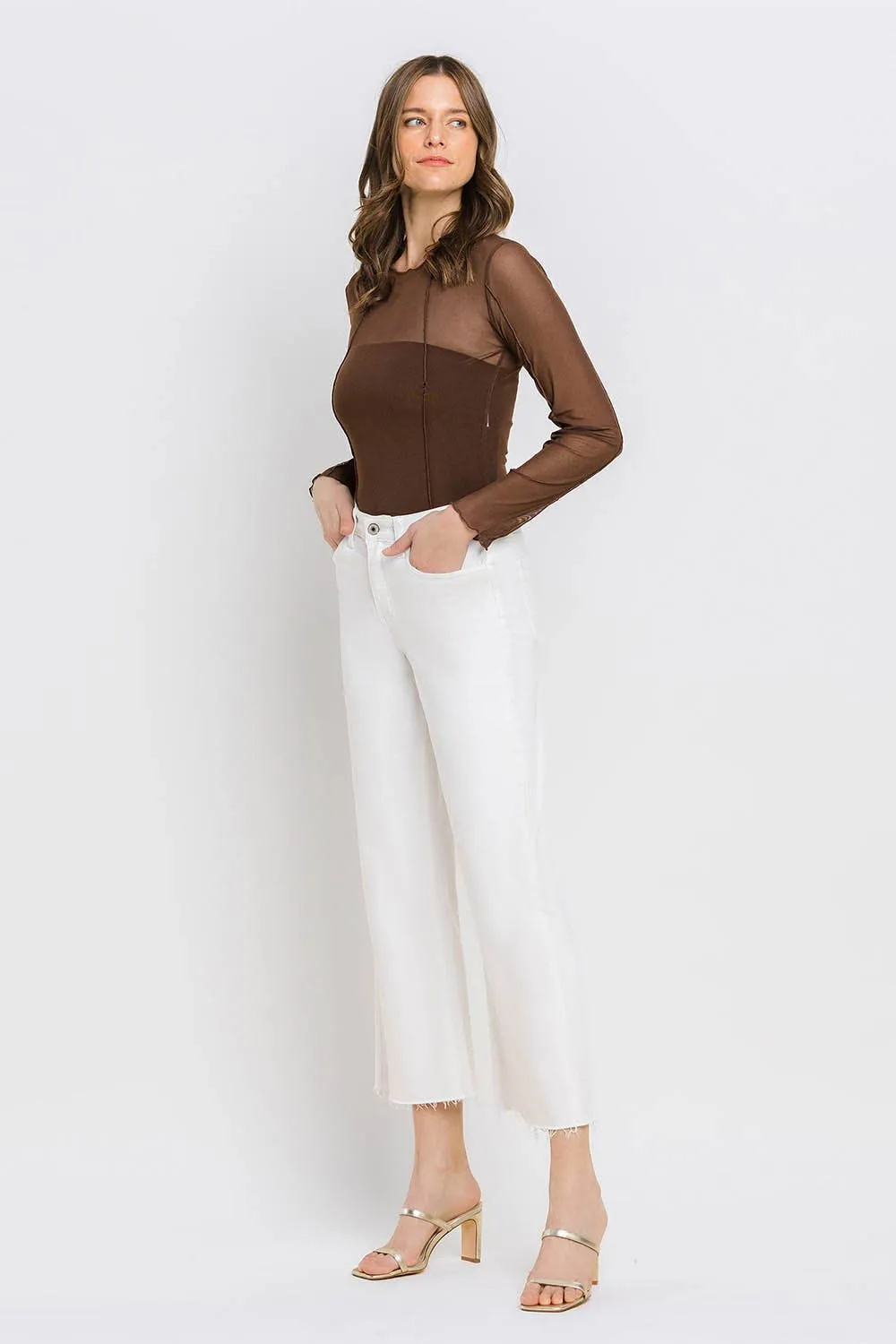 Raw-Hem Crop Wide-Leg Jeans