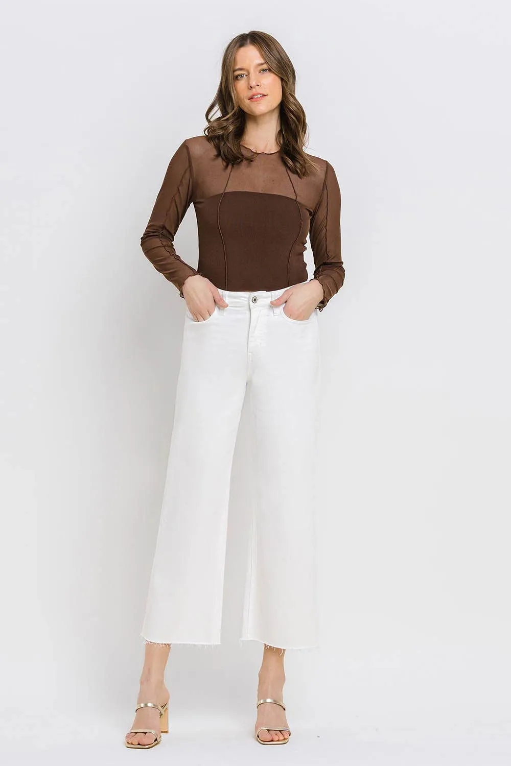 Raw-Hem Crop Wide-Leg Jeans