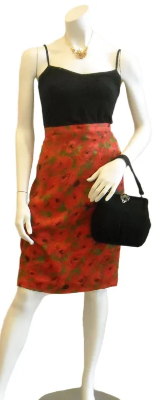 Red Poppy Garden Vintage Skirt
