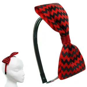 Red Zigzag Chevron Ribbon Bow Headband