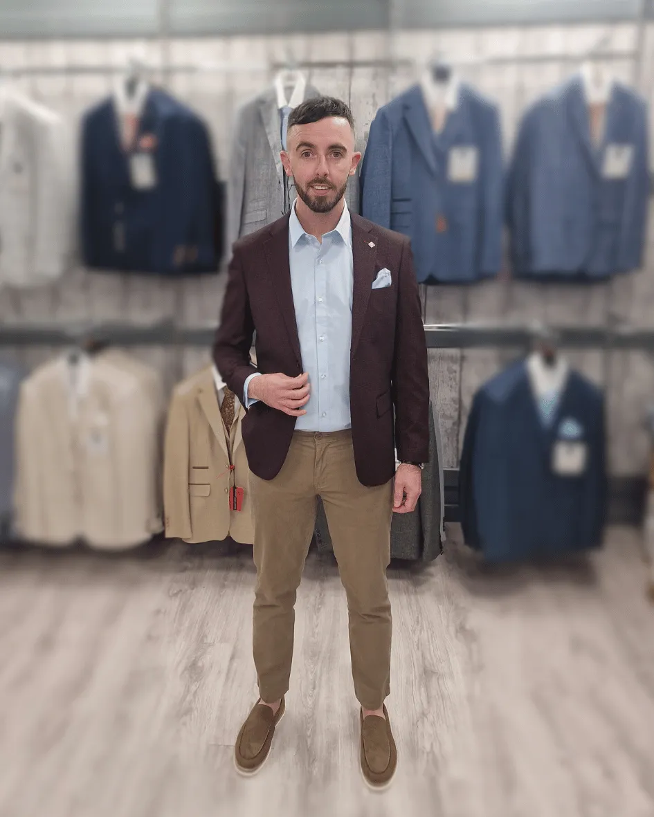 Regent Wine Jacket with Sand Chino