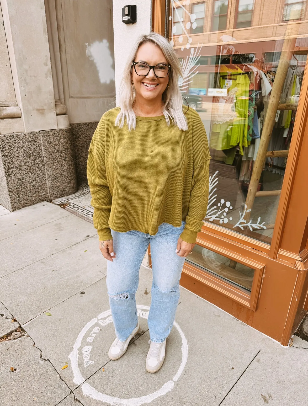 Relaxed Waffle Long Sleeve Top-4 colors