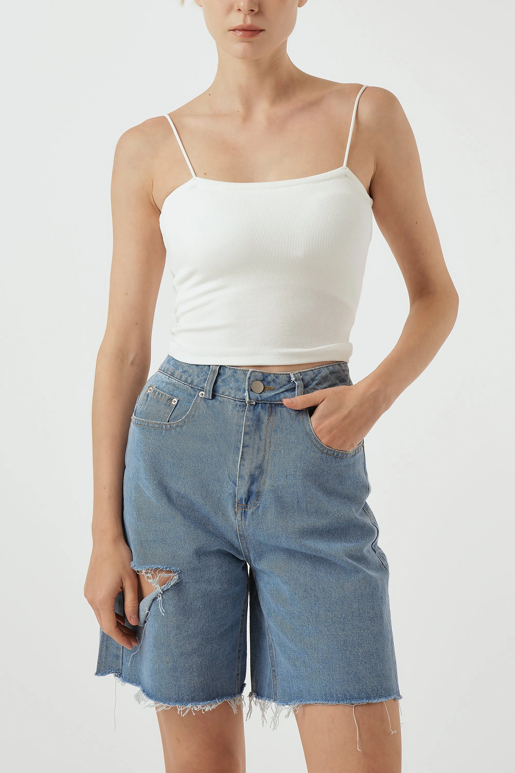 Remy Cut-out Denim Shorts