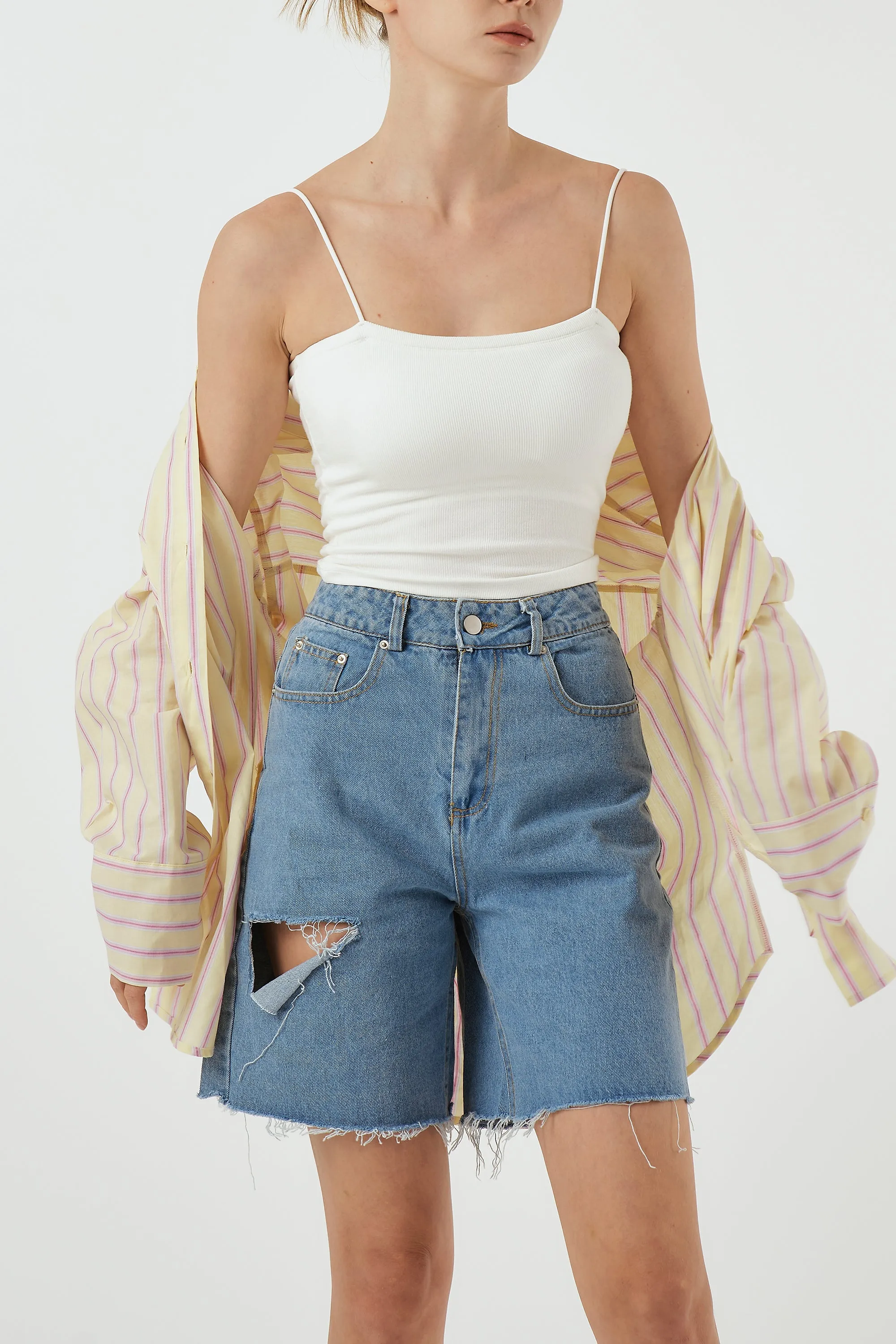 Remy Cut-out Denim Shorts