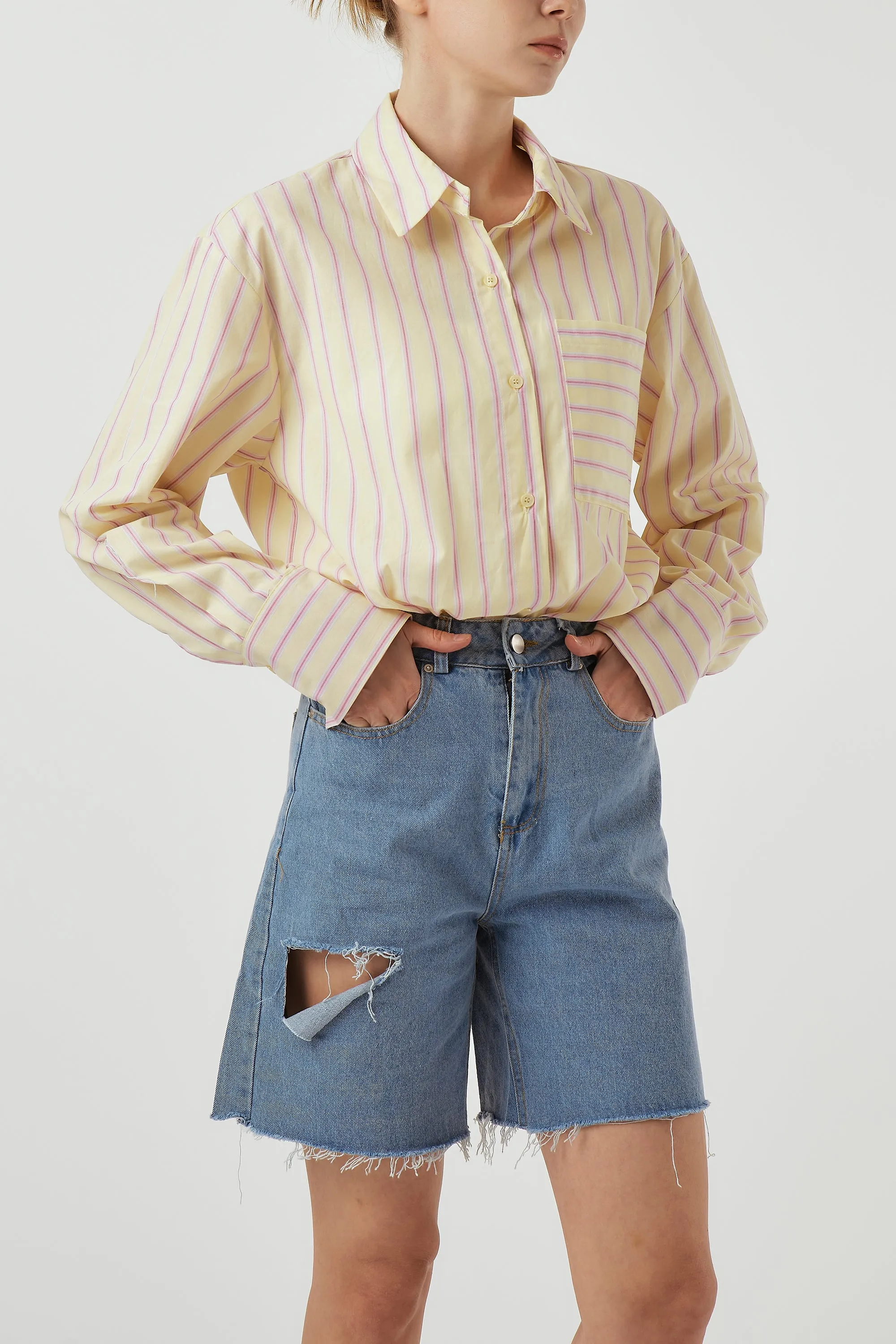 Remy Cut-out Denim Shorts