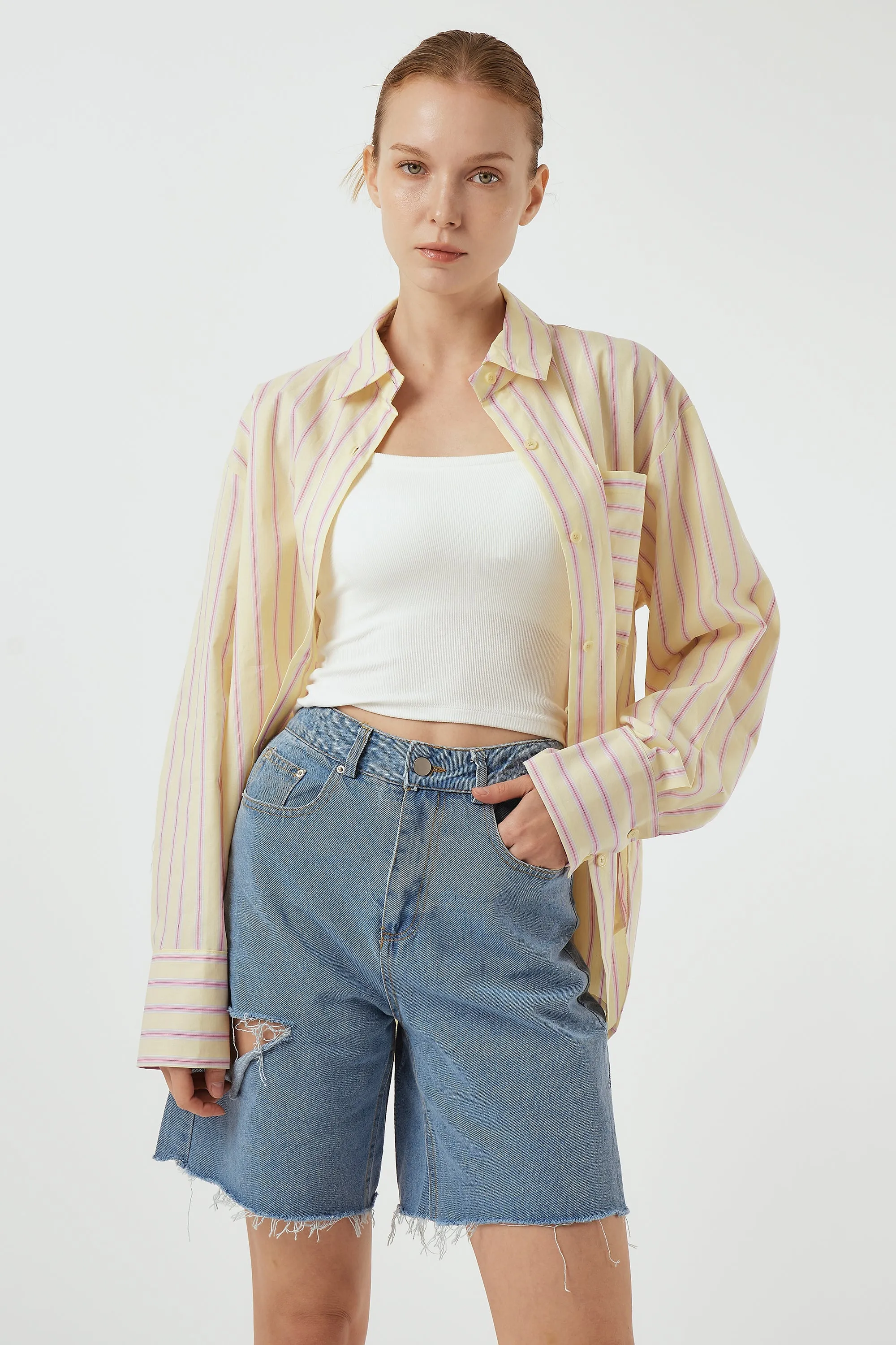 Remy Cut-out Denim Shorts