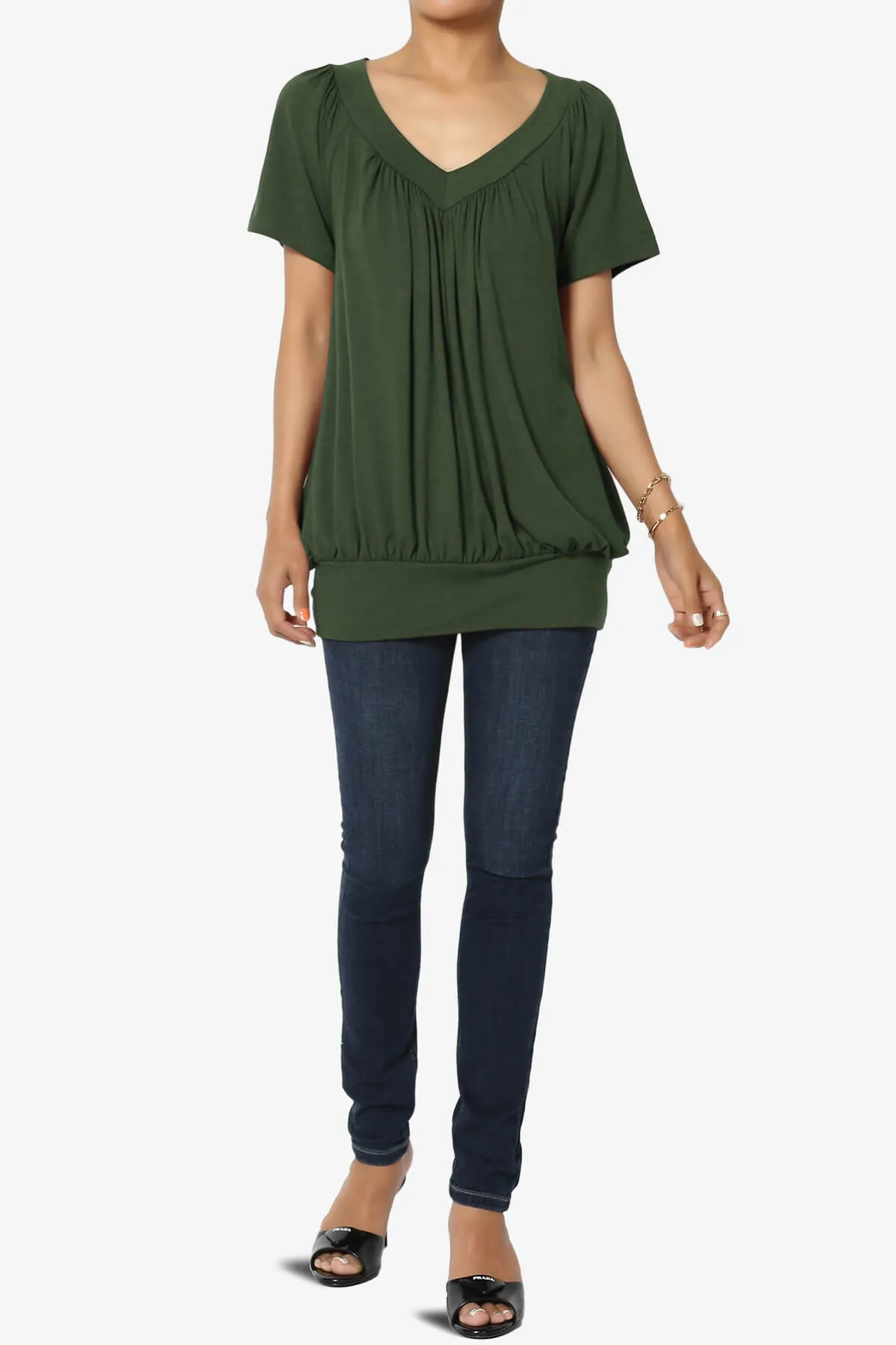 Rezume Shirred V-Neck Blouson Top PLUS