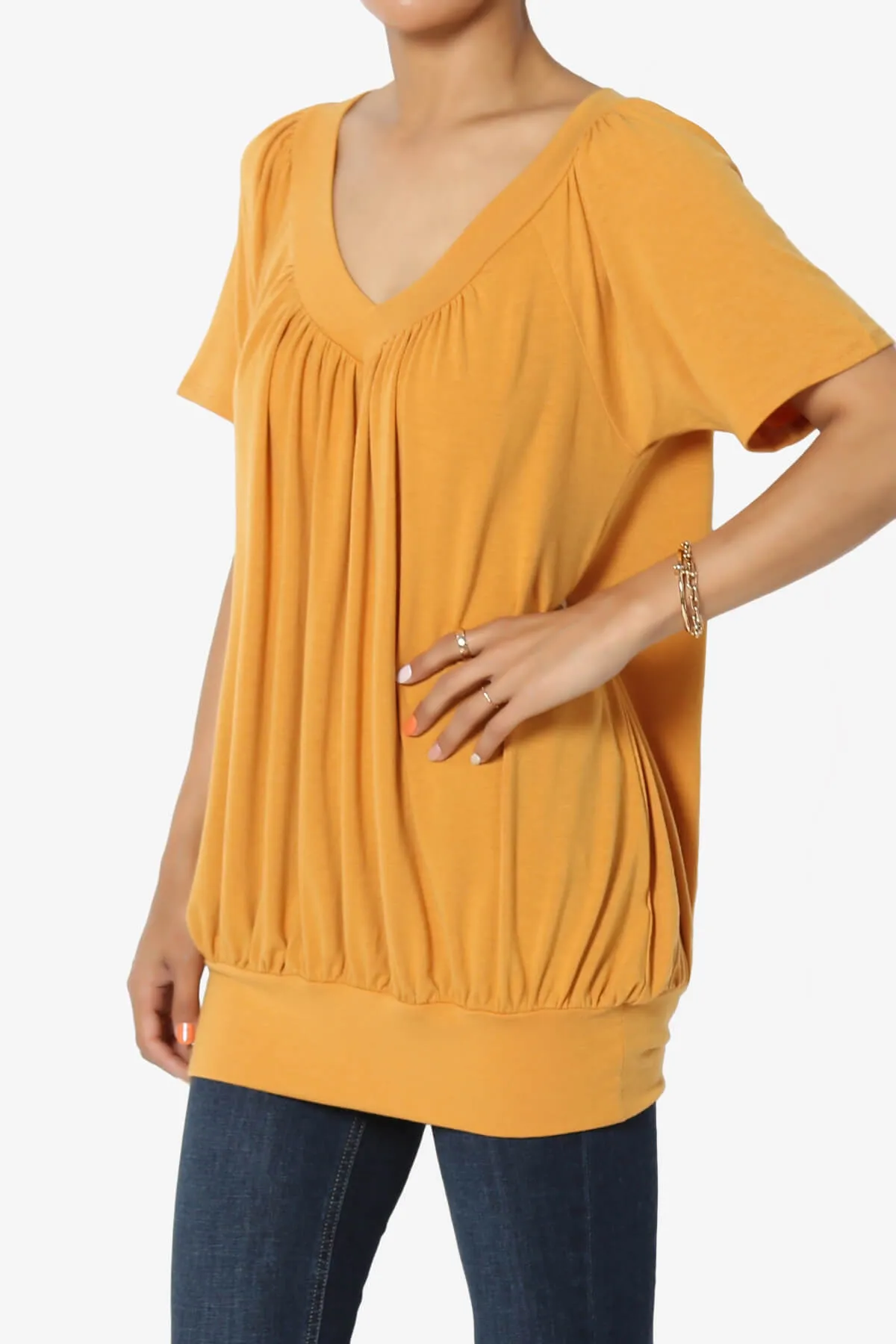 Rezume Shirred V-Neck Blouson Top PLUS