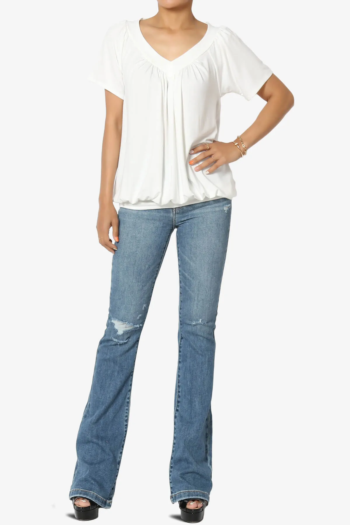 Rezume Shirred V-Neck Blouson Top PLUS