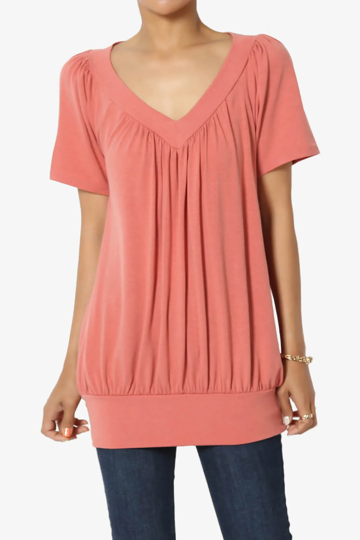 Rezume Shirred V-Neck Blouson Top PLUS