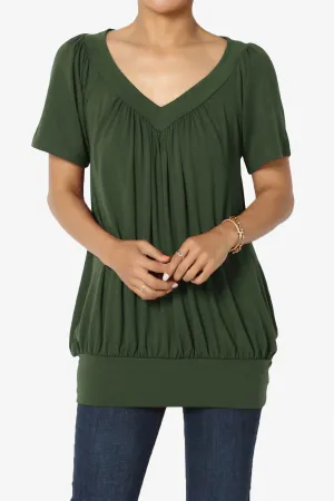 Rezume Shirred V-Neck Blouson Top PLUS