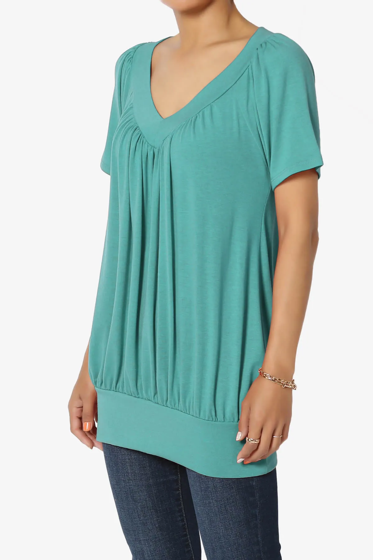 Rezume Shirred V-Neck Blouson Top PLUS