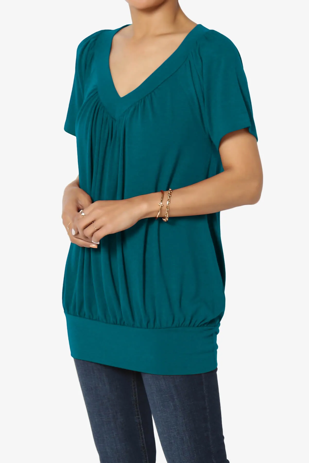 Rezume Shirred V-Neck Blouson Top PLUS