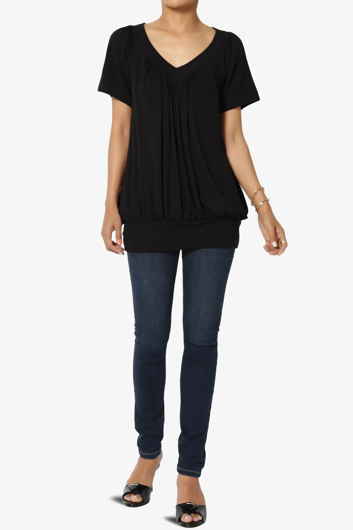 Rezume Shirred V-Neck Blouson Top PLUS