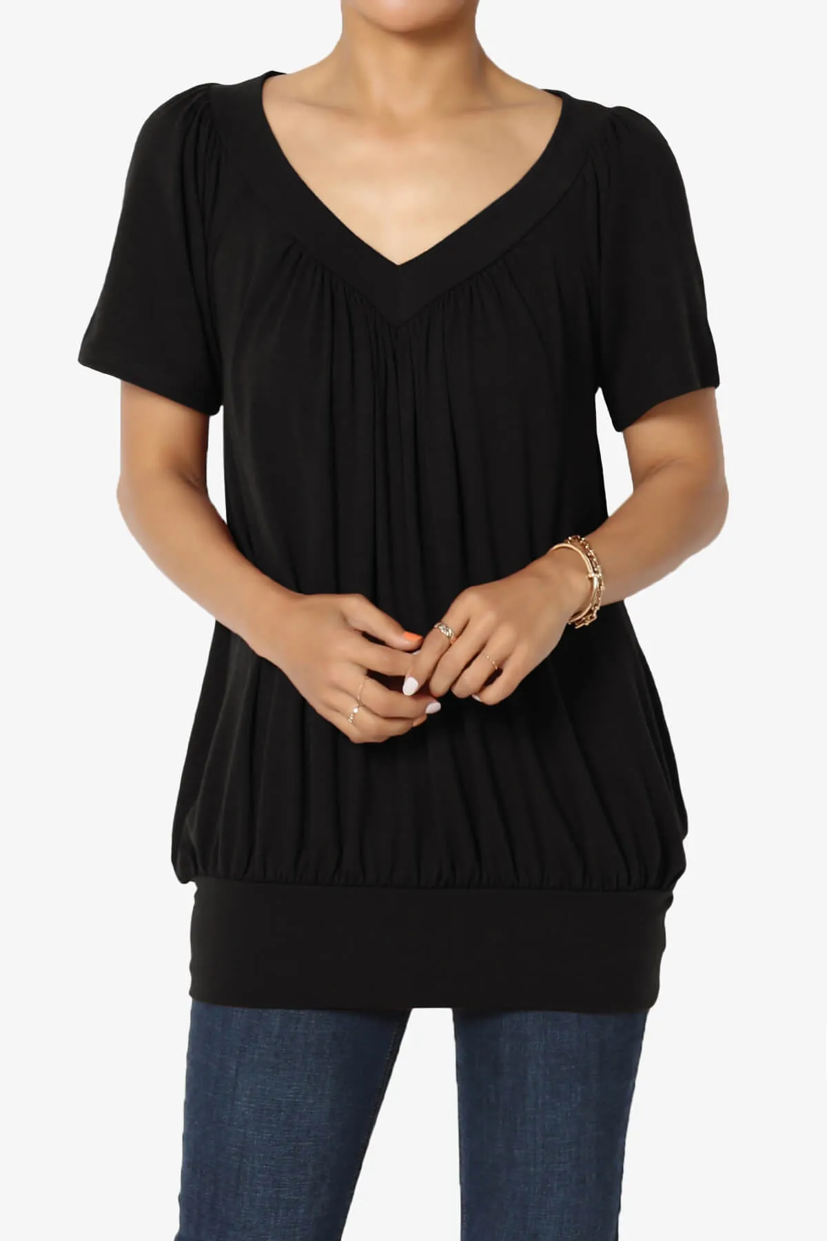 Rezume Shirred V-Neck Blouson Top PLUS