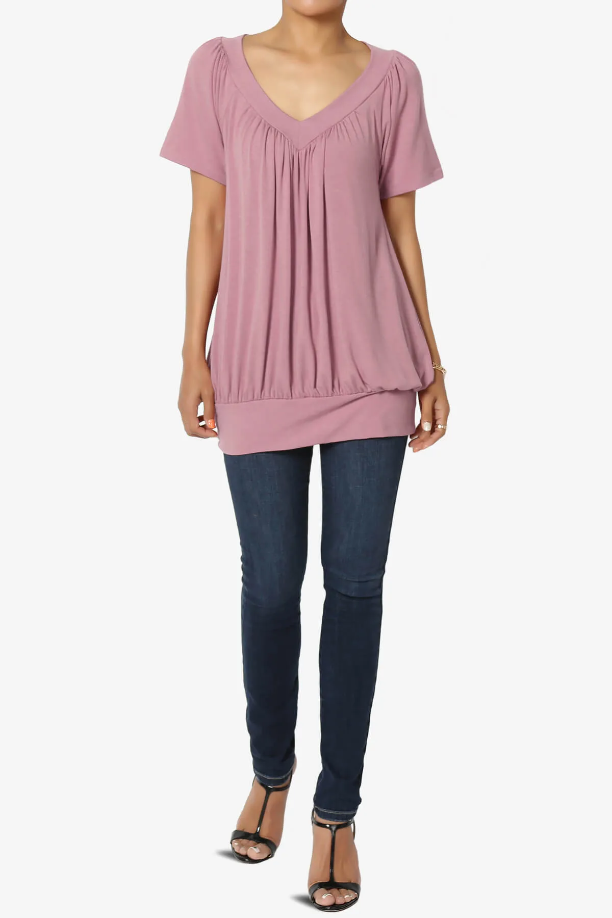 Rezume Shirred V-Neck Blouson Top PLUS
