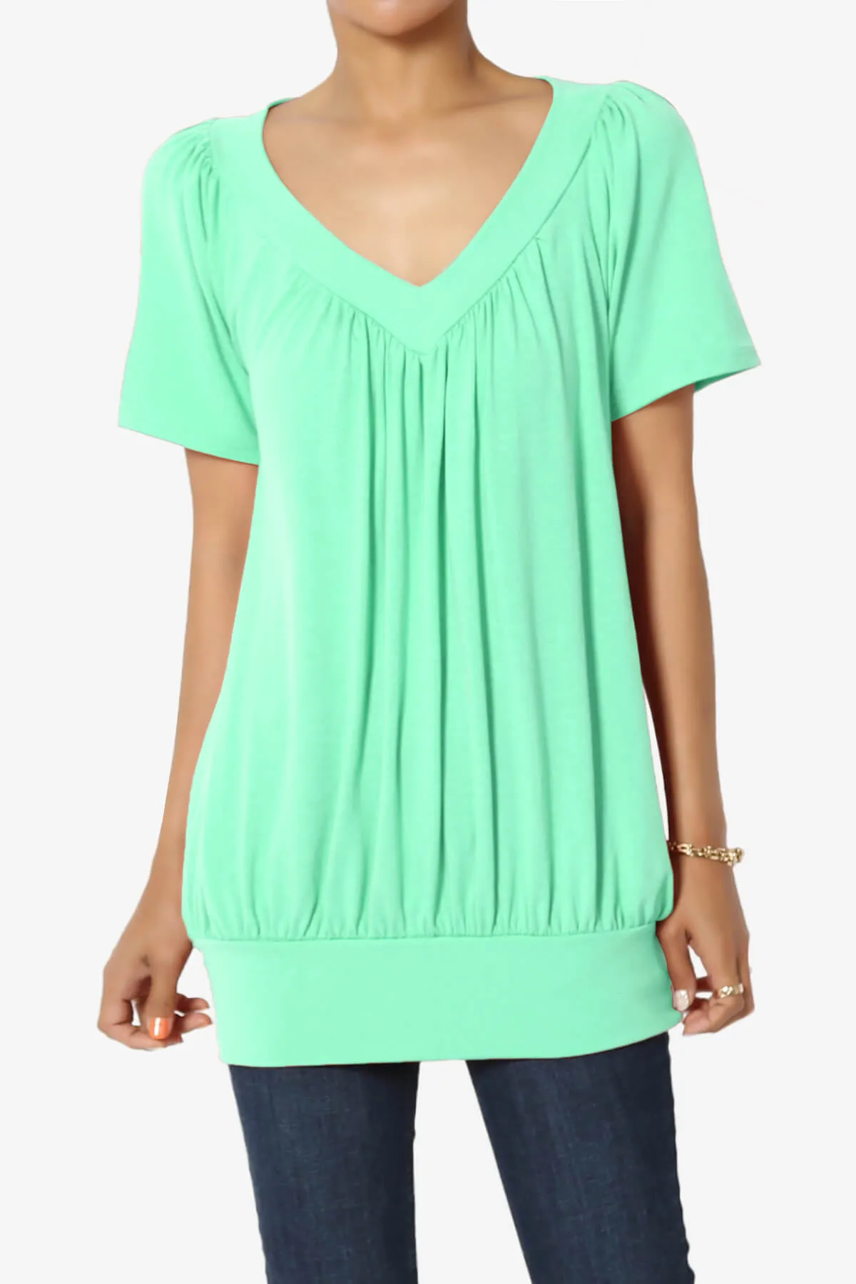 Rezume Shirred V-Neck Blouson Top PLUS