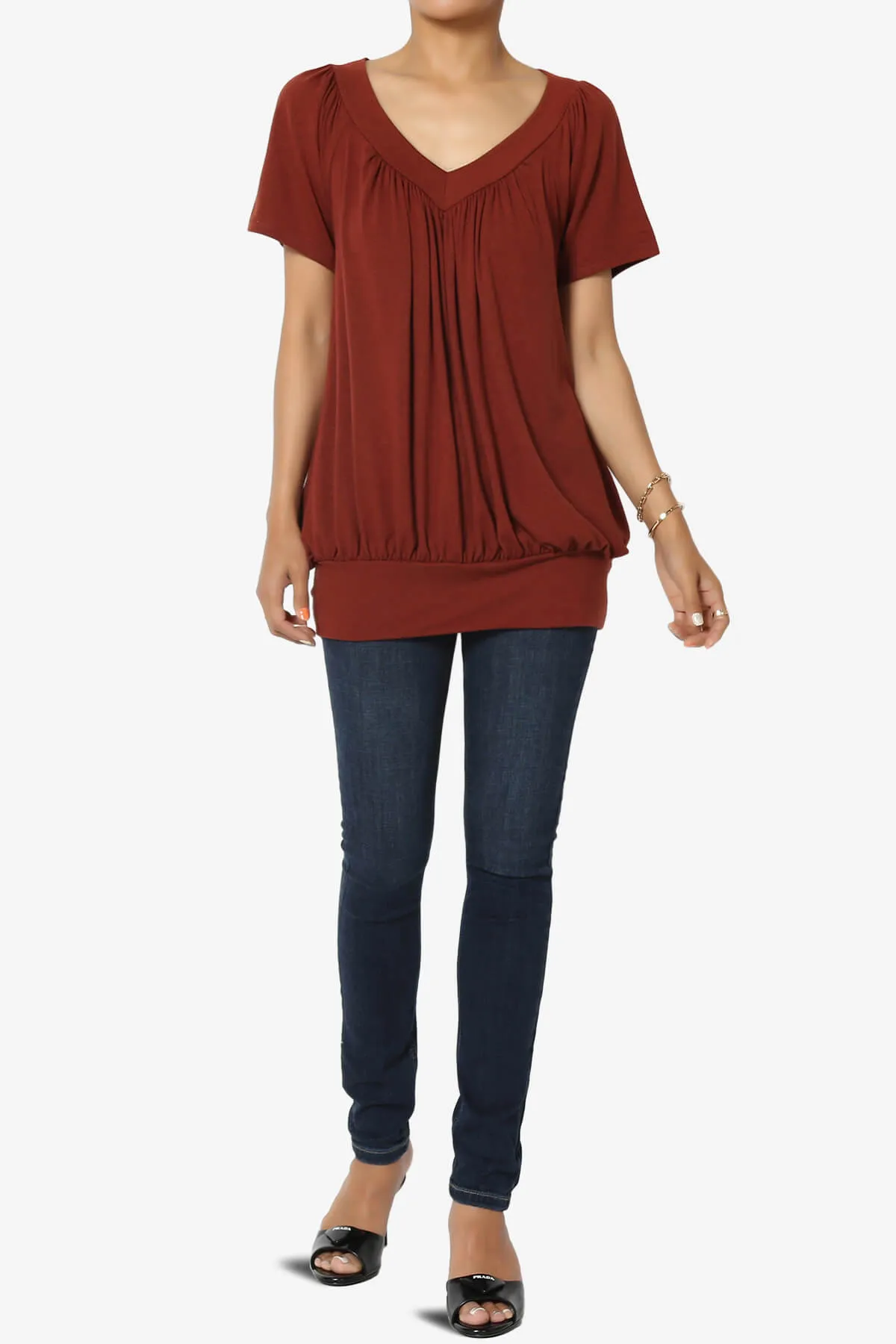 Rezume Shirred V-Neck Blouson Top PLUS