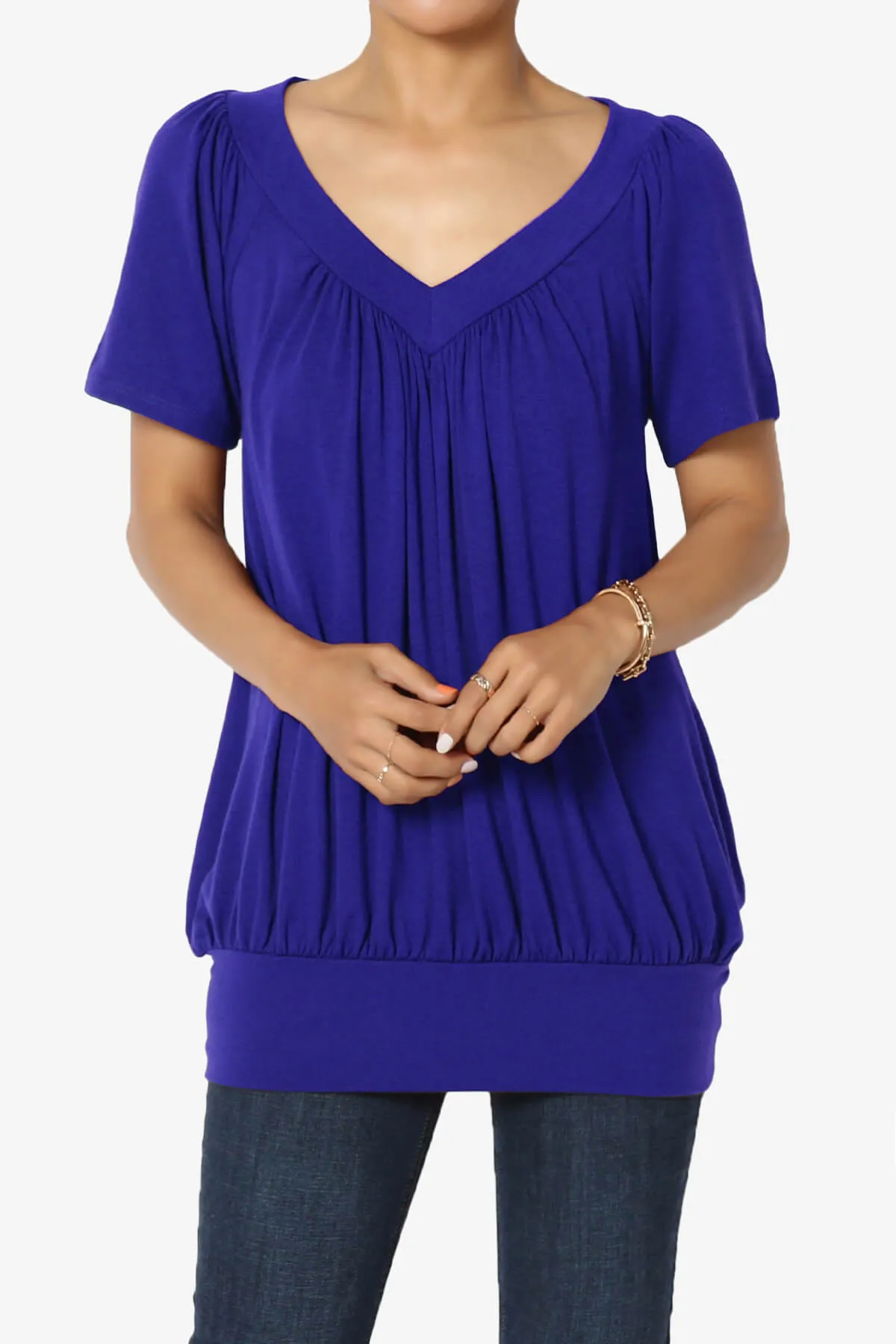 Rezume Shirred V-Neck Blouson Top PLUS