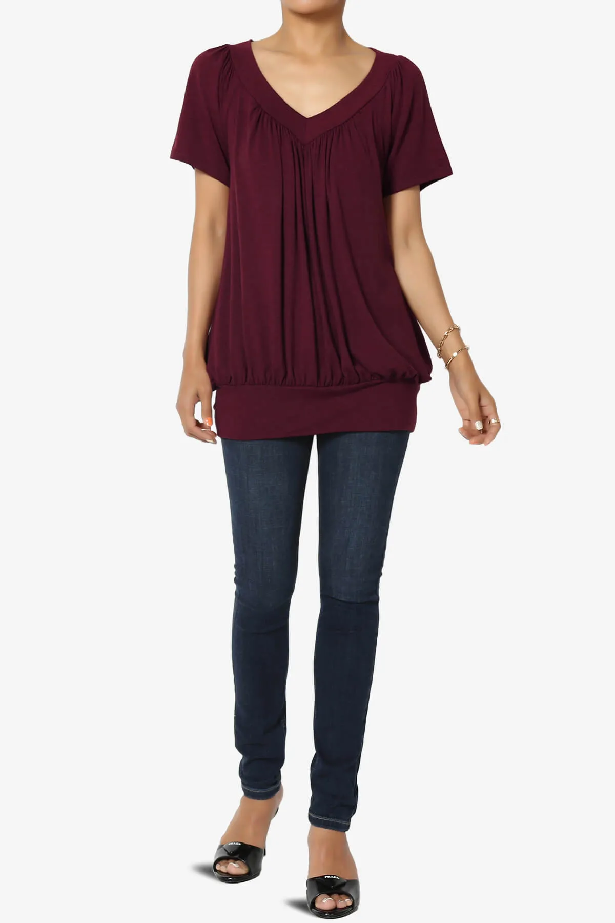 Rezume Shirred V-Neck Blouson Top PLUS