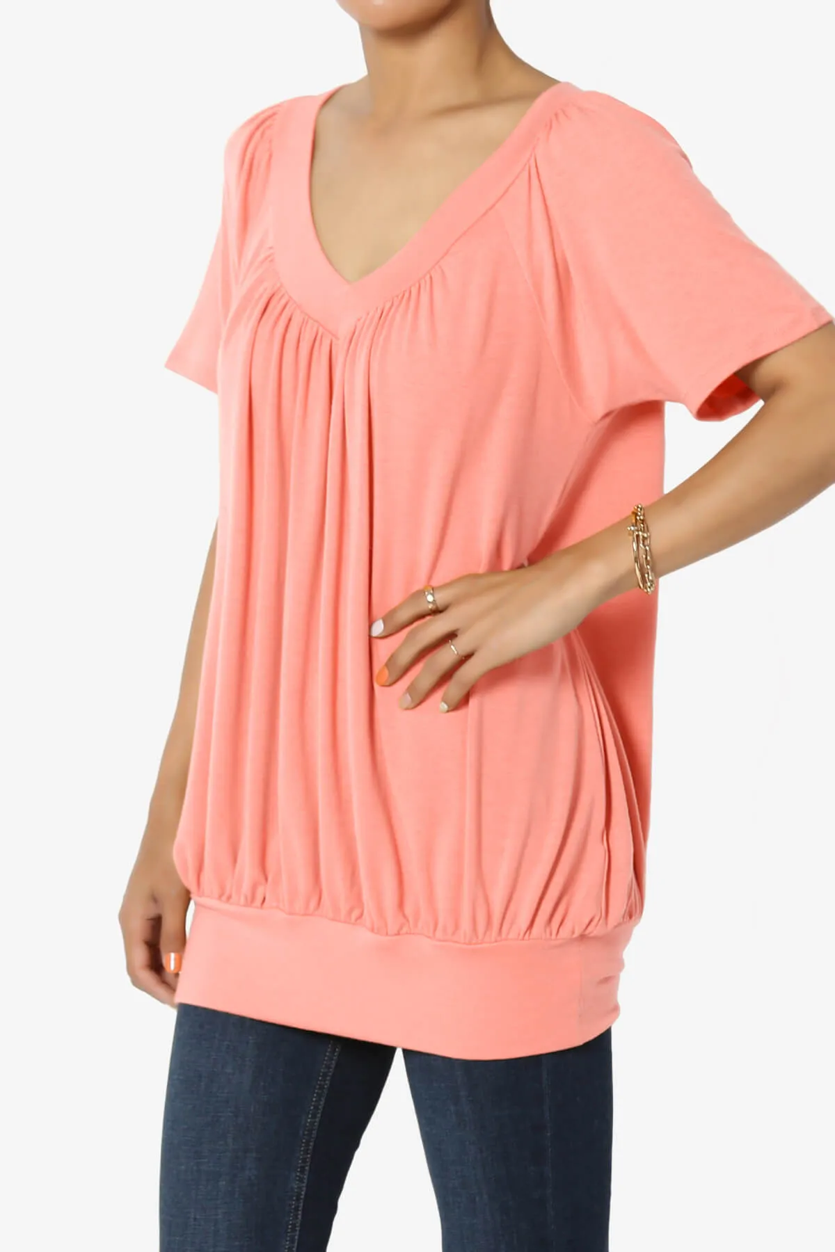 Rezume Shirred V-Neck Blouson Top PLUS