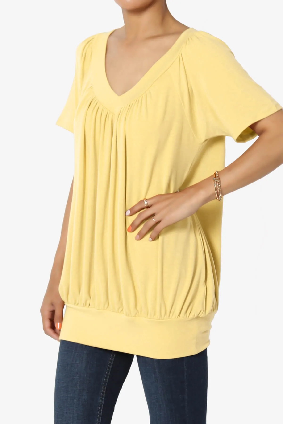 Rezume Shirred V-Neck Blouson Top PLUS