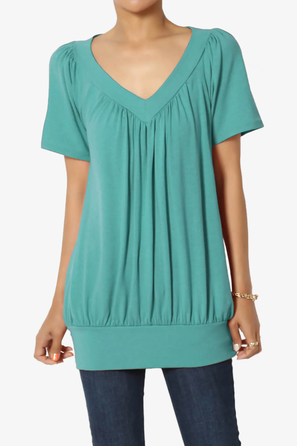 Rezume Shirred V-Neck Blouson Top PLUS