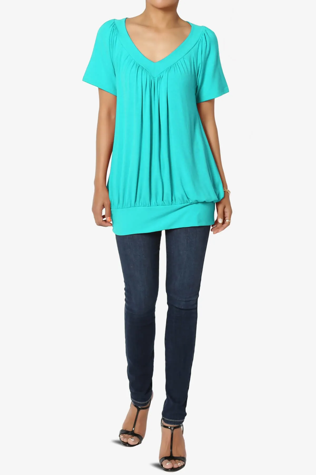 Rezume Shirred V-Neck Blouson Top PLUS