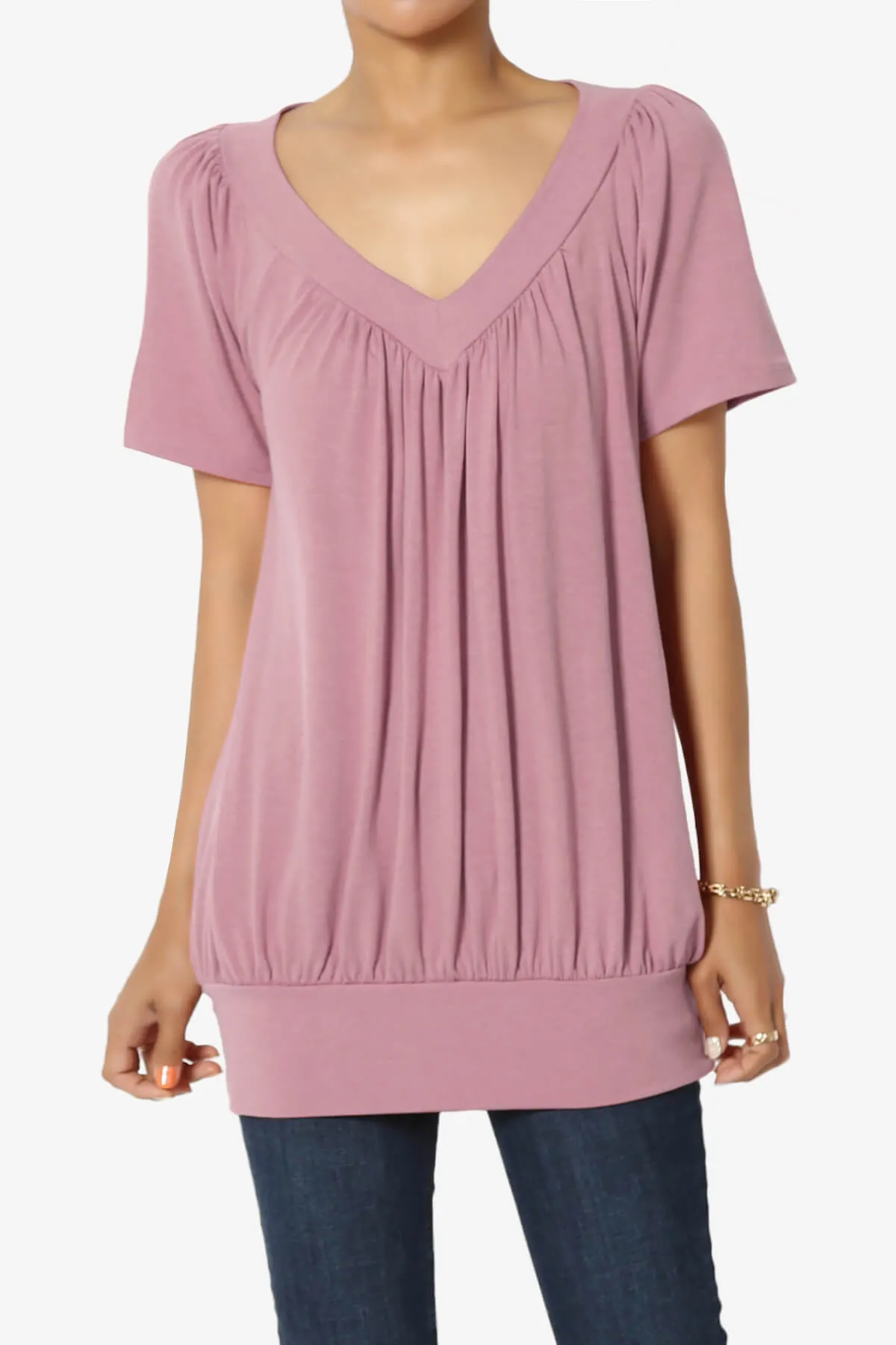 Rezume Shirred V-Neck Blouson Top PLUS