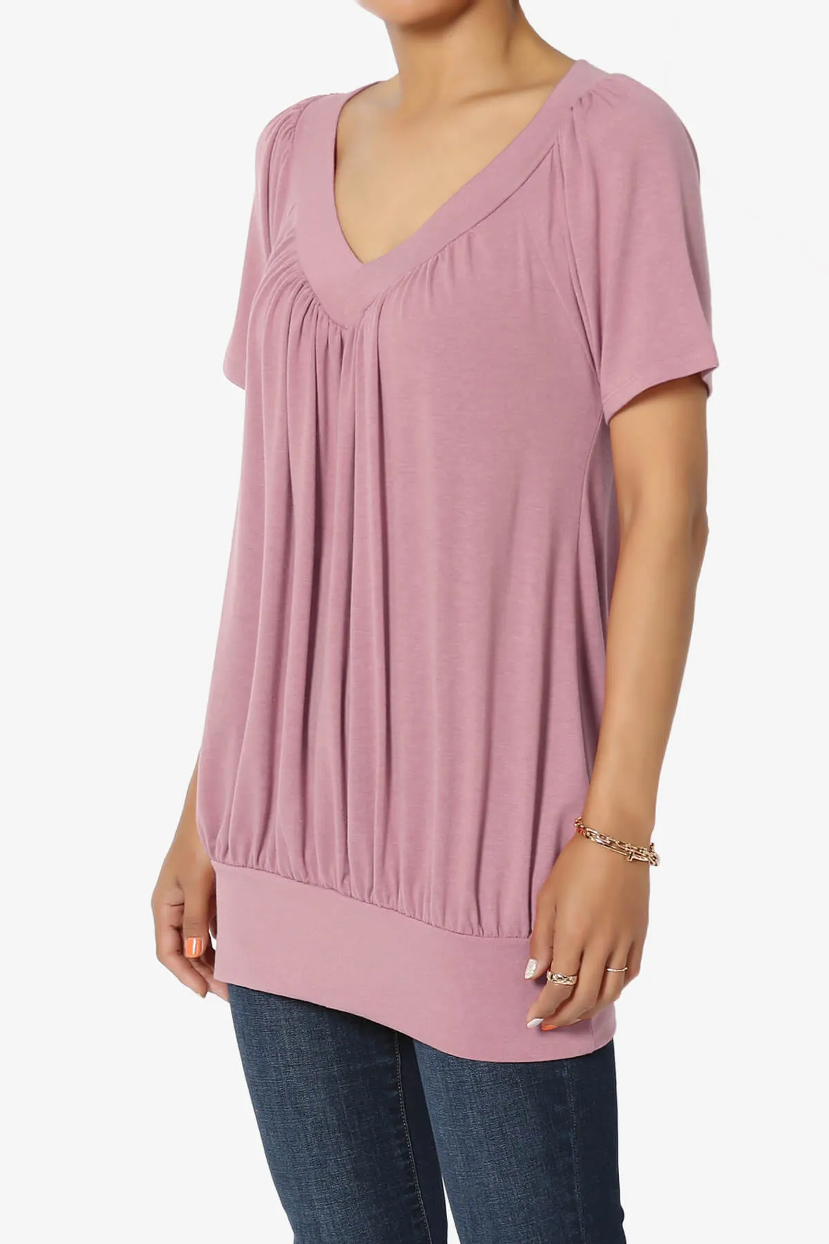 Rezume Shirred V-Neck Blouson Top PLUS
