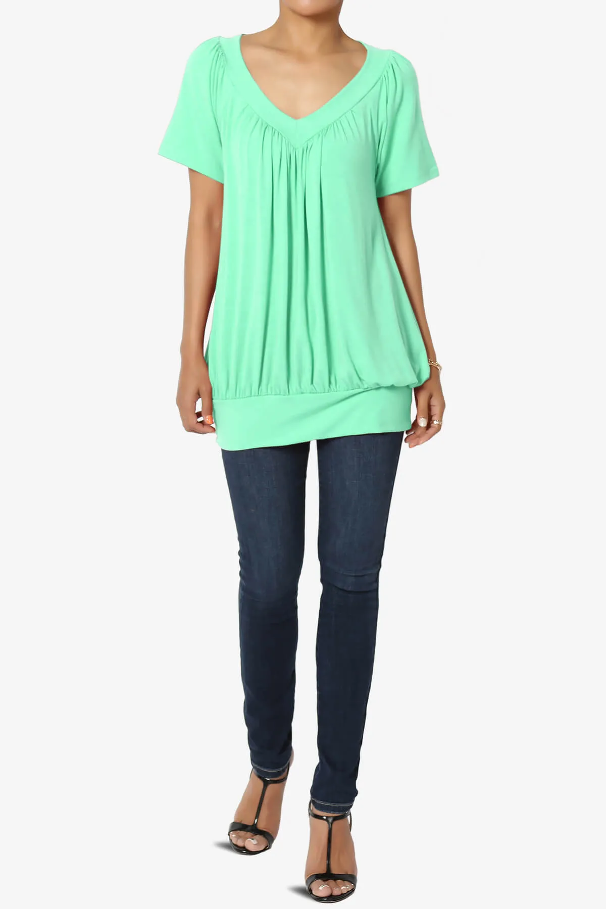 Rezume Shirred V-Neck Blouson Top PLUS