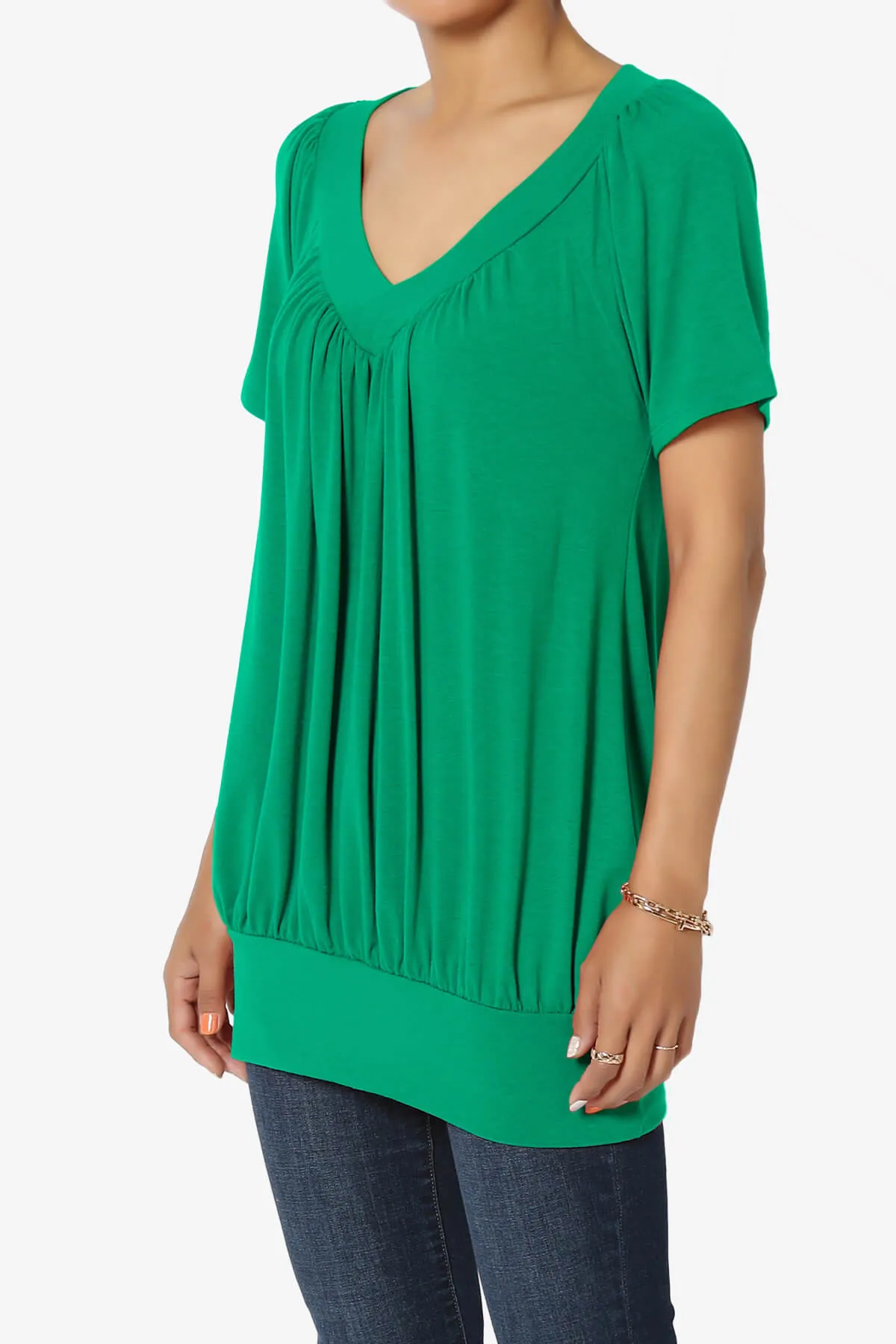 Rezume Shirred V-Neck Blouson Top PLUS