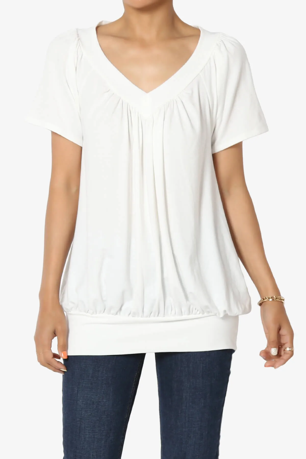Rezume Shirred V-Neck Blouson Top PLUS