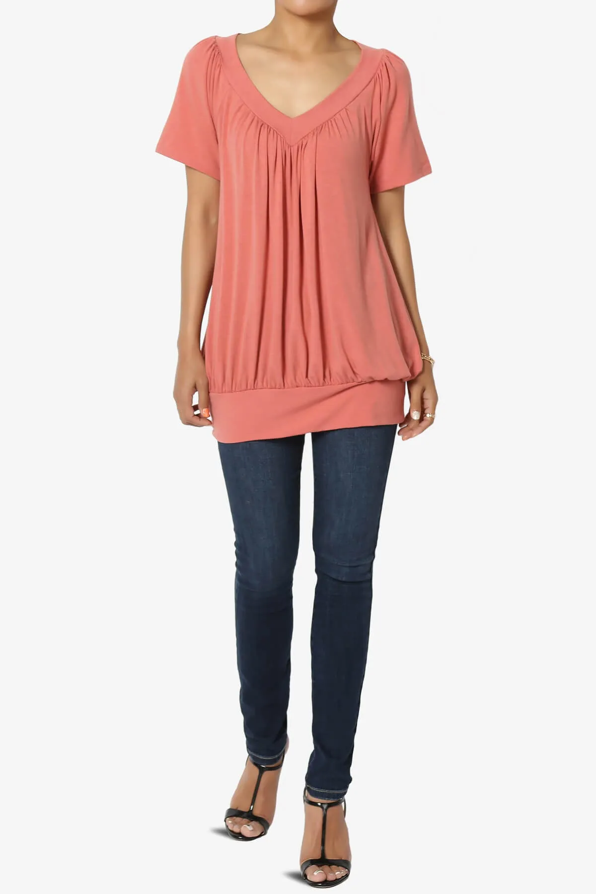 Rezume Shirred V-Neck Blouson Top PLUS