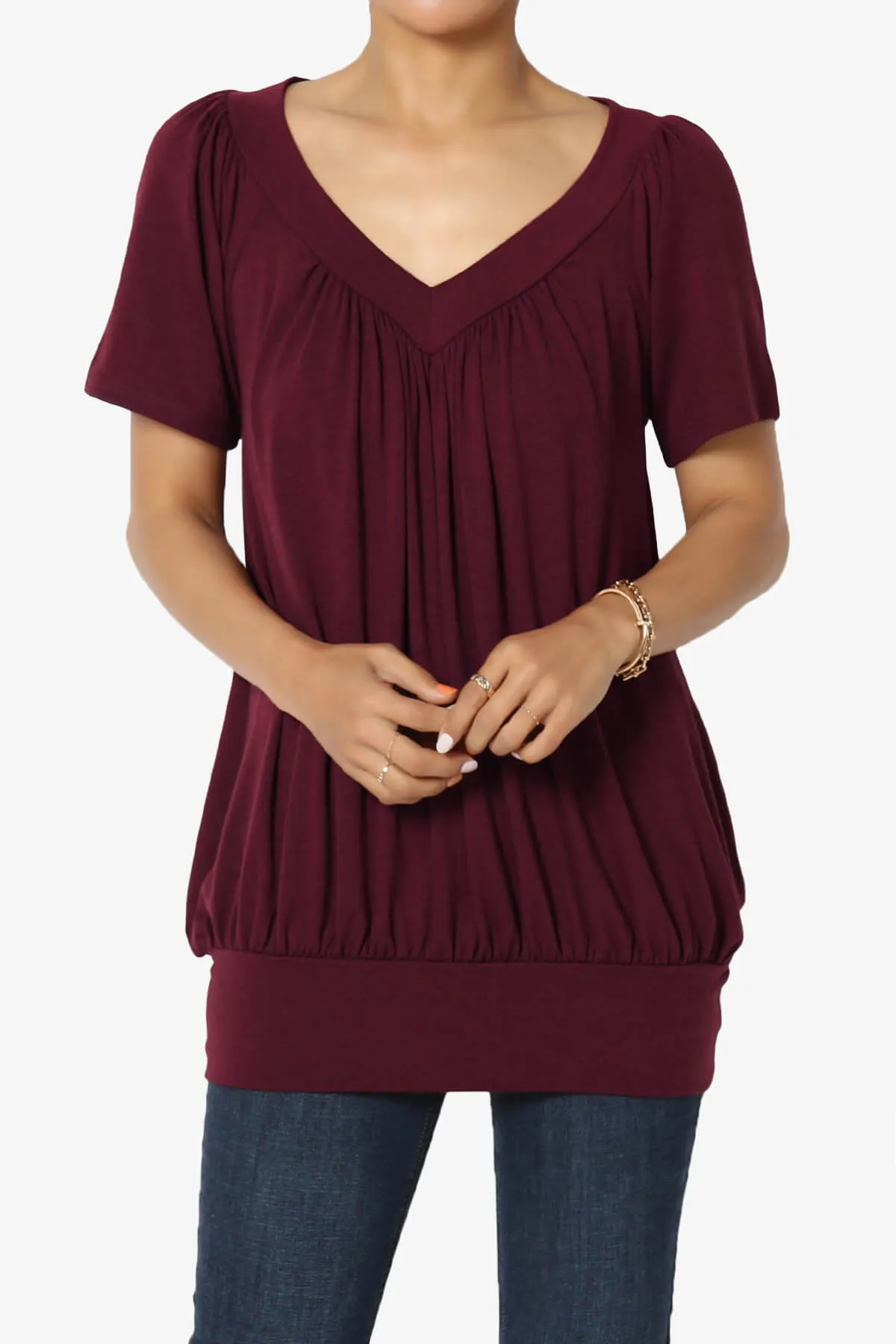 Rezume Shirred V-Neck Blouson Top PLUS