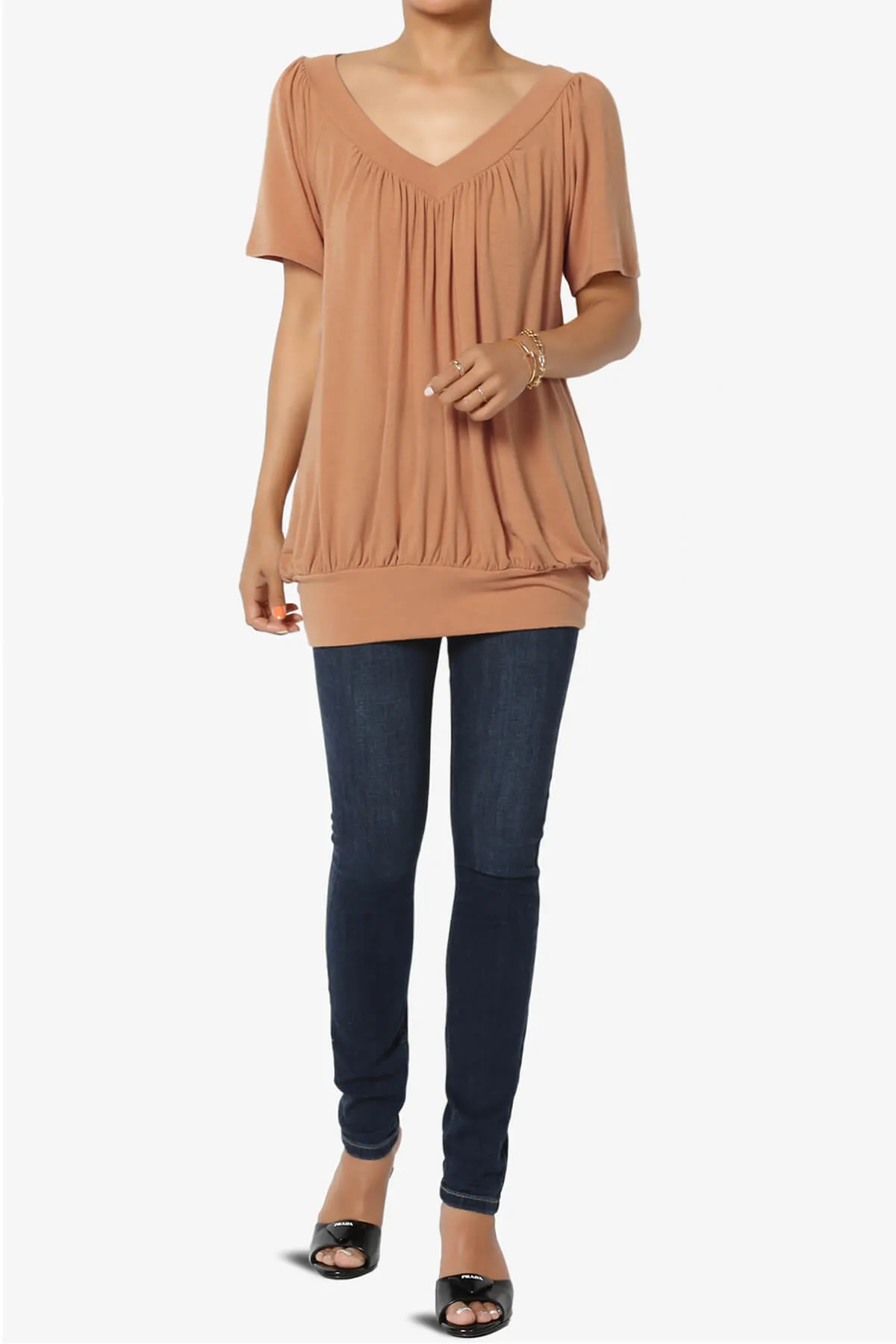 Rezume Shirred V-Neck Blouson Top PLUS